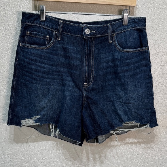 Hollister Pants - Hollister‎ Women Size 14 Dark Blue Distressed Ultra High Rise 90's Jean Shorts